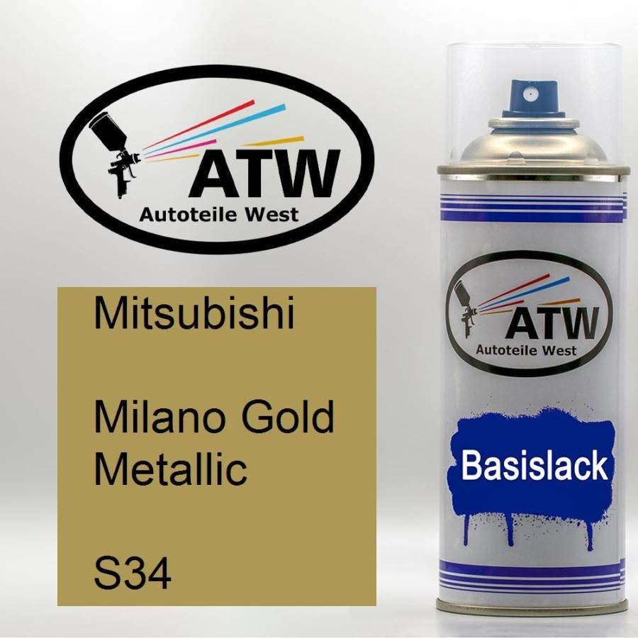 Mitsubishi, Milano Gold Metallic, S34: 400ml Sprühdose, von ATW Autoteile West.